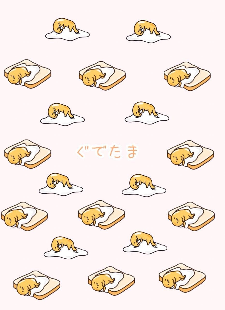 A cute pattern of a cat sleeping on bread. - Egg, Gudetama
