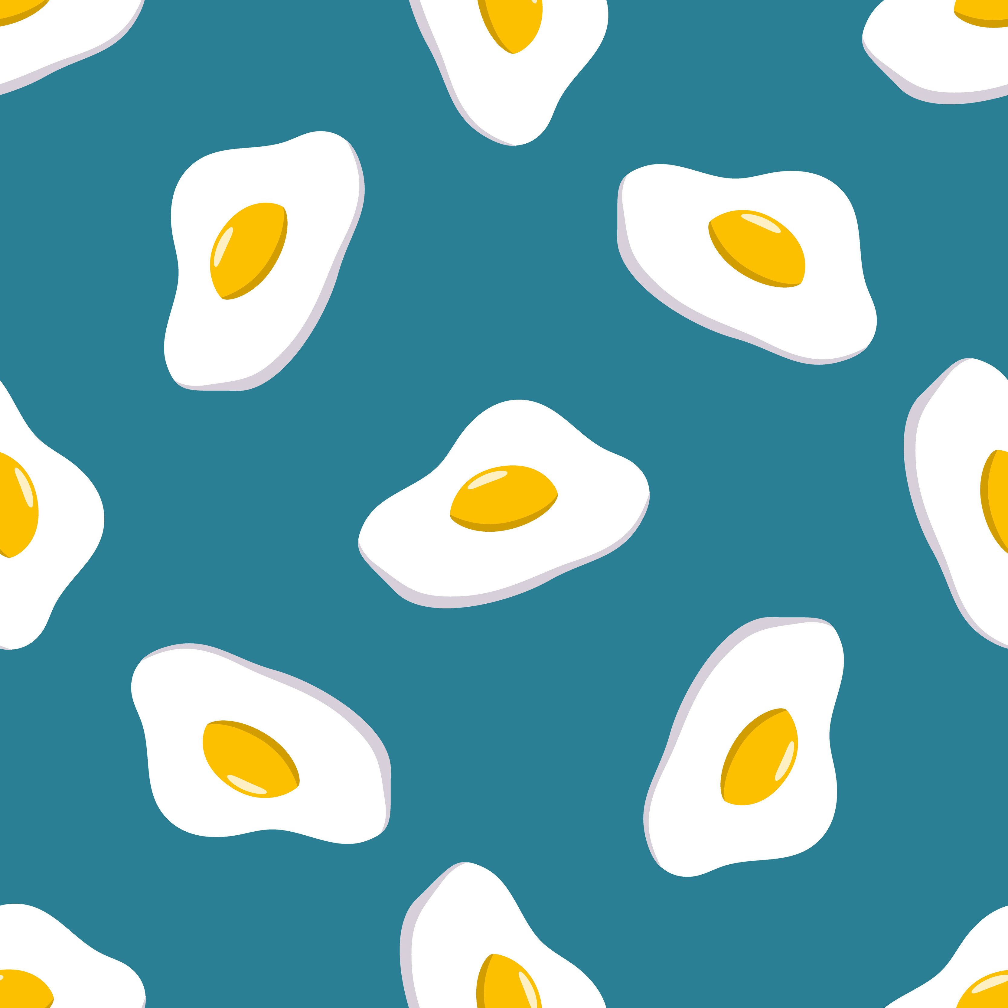 A seamless pattern of a broken egg with a yolk on a green background