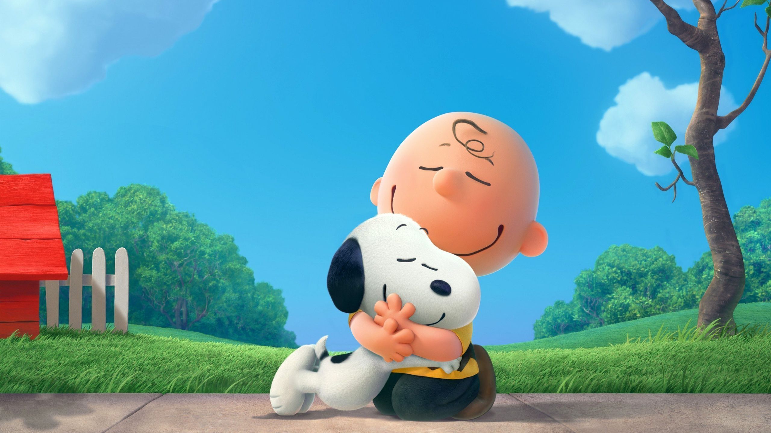 Charlie Brown and Snoopy hugging in the peanuts movie - Charlie Brown