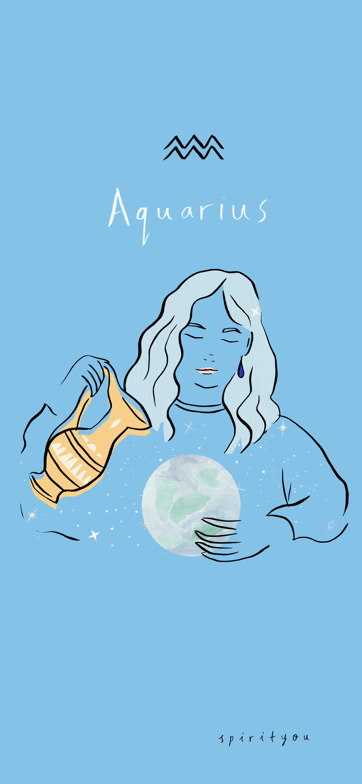 Aquarius woman holding a jug with water. - Spiritual