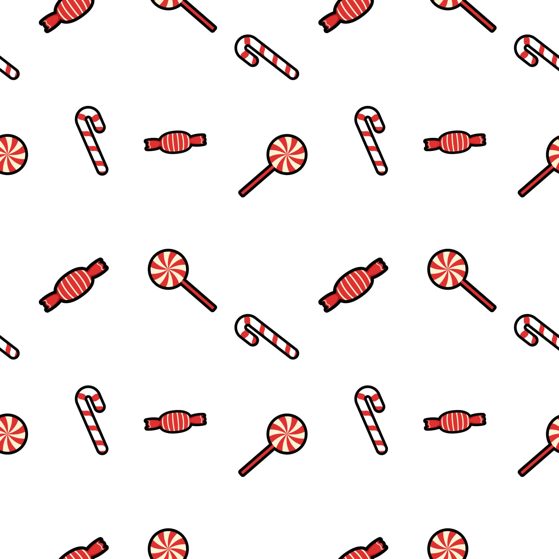 Red and white striped candy canes and lollipops on a white background - Candy cane