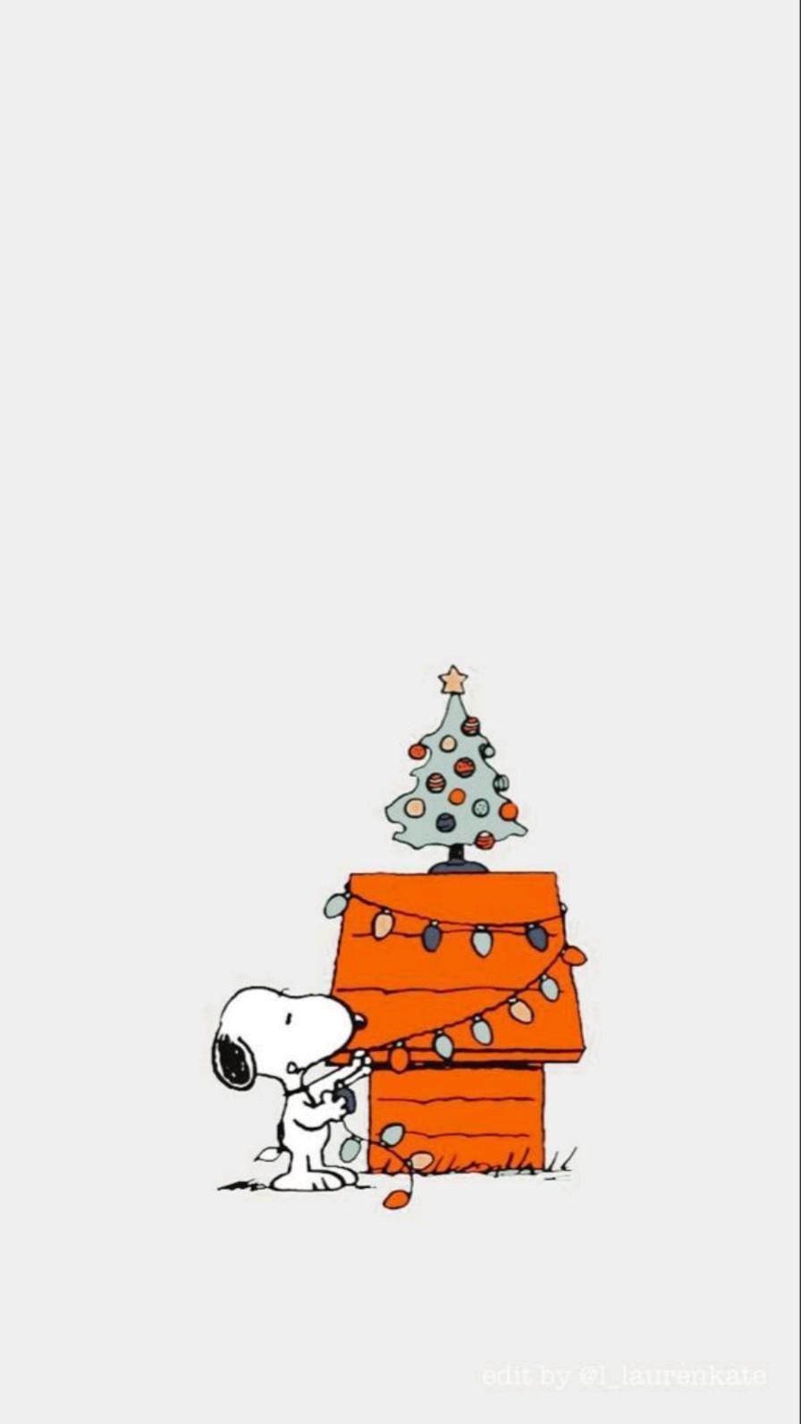 Snoopy christmas tree on a wood house - Charlie Brown, Christmas, cute Christmas