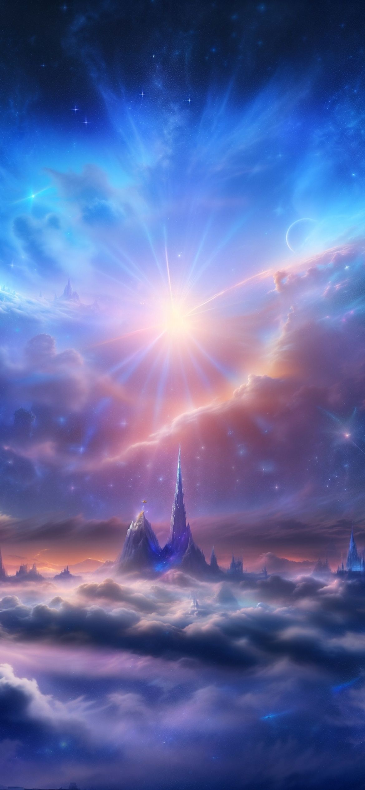 IPhone wallpaper fantasy, 1242x2688, castle in the clouds, blue sky, 5K, iPhone X, iPhone XS, iPhone XR, iPhone XS Max - Cloud