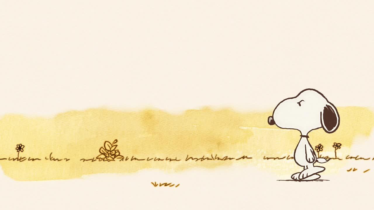 A snoopy and woodstock cartoon character is standing on the ground - Charlie Brown