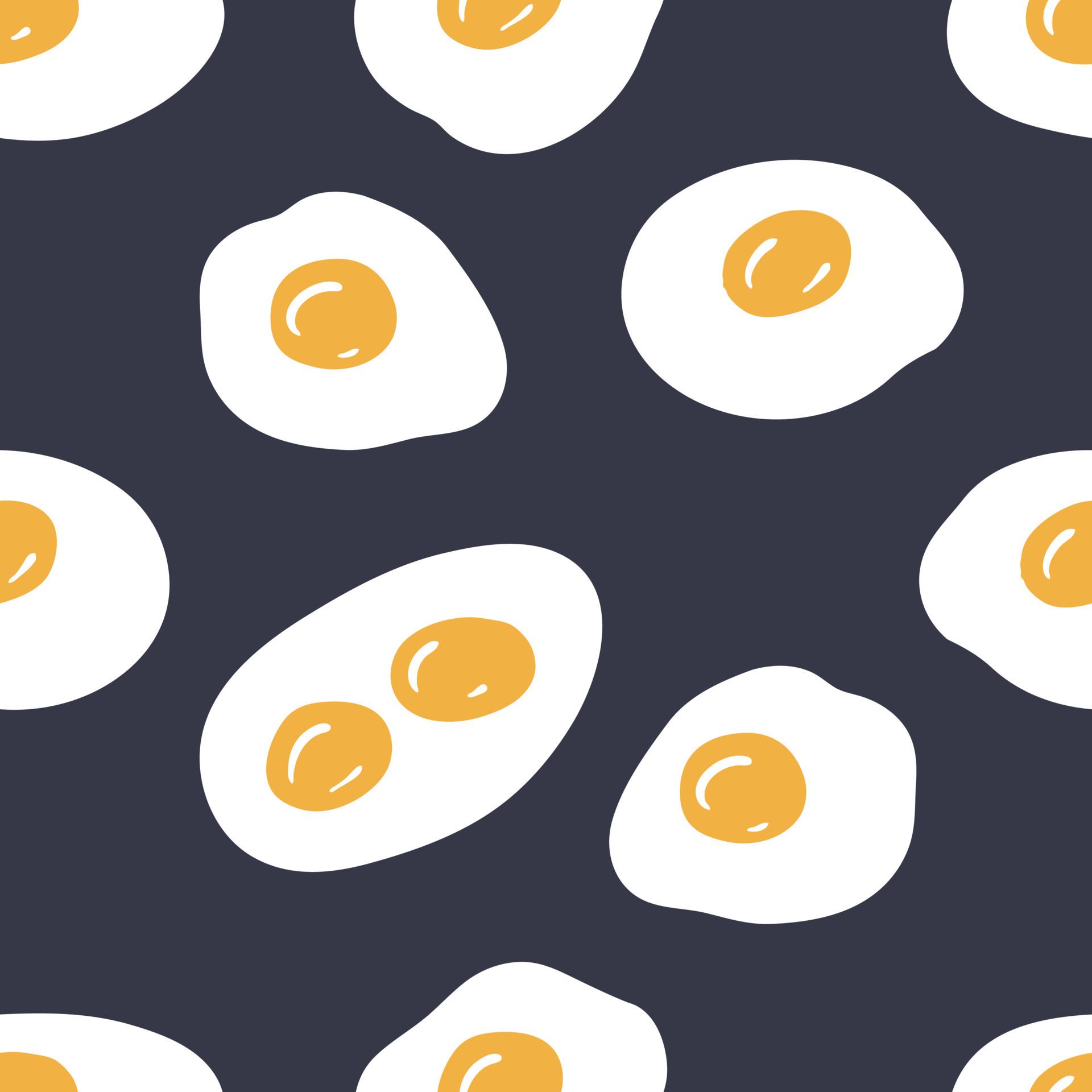 A pattern of yellow and white fried eggs on a dark blue background - Egg