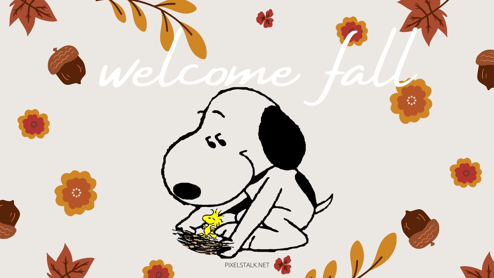 Welcome Fall wallpaper with Snoopy and a bird - Charlie Brown, Snoopy
