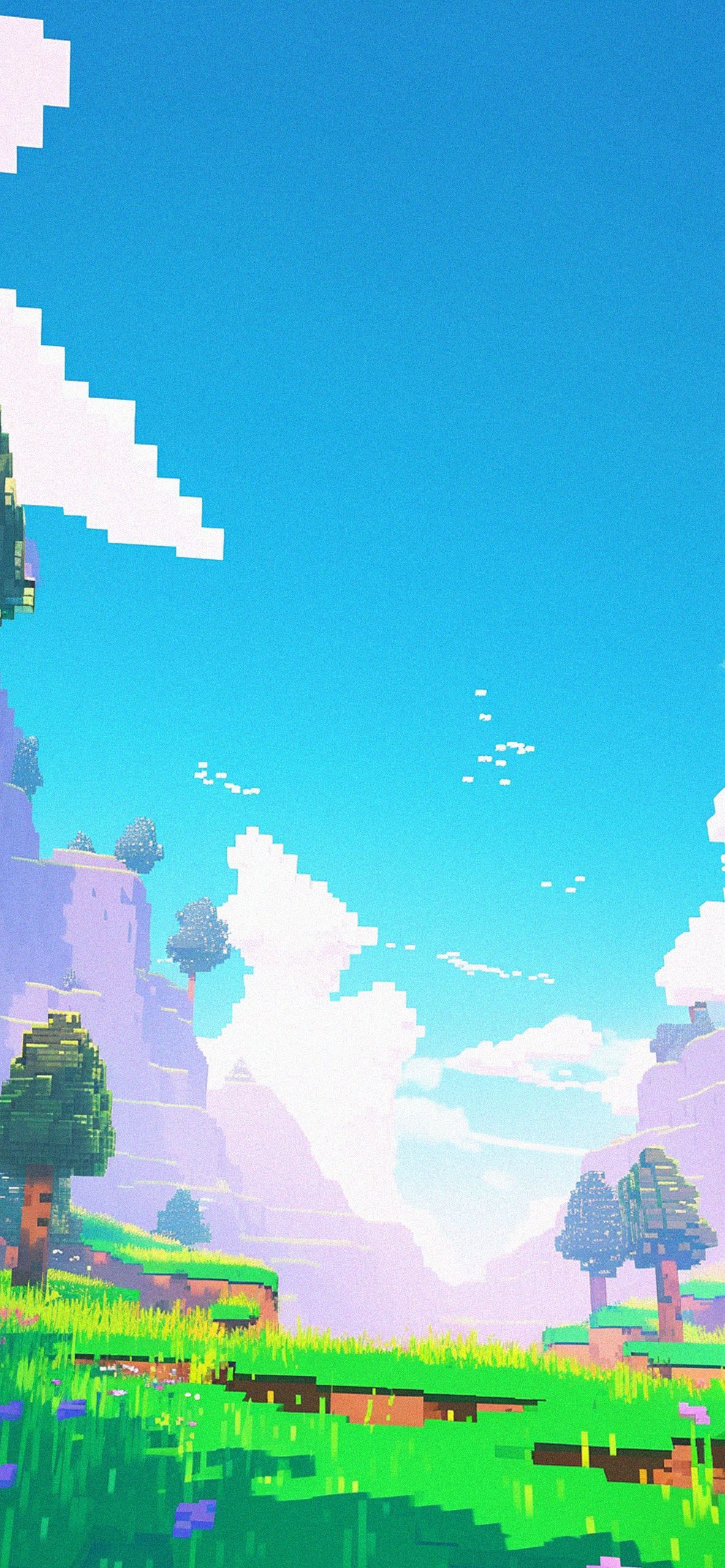 1080x1920 px pixel art sky grass clouds iPhone 8 wallpaper background - Beautiful, pixel art, Minecraft
