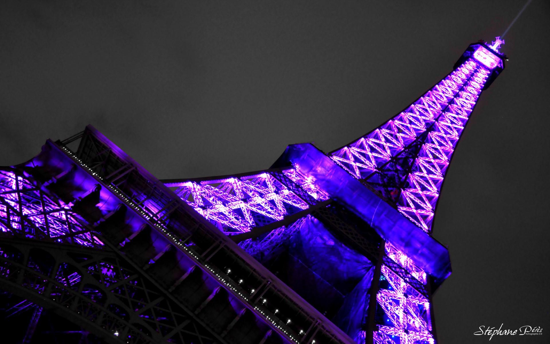 Eiffel tower in purple light - Eiffel Tower