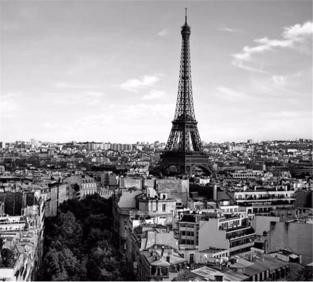 Beibehang Custom Mural 3D Wallpaper Fashion Modern French City Eiffel Tower Black And White Landscape Background Papel De Parede