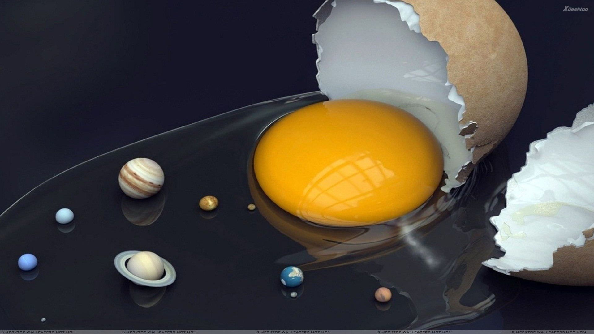 Solar System In Broken Egg Wallpaper