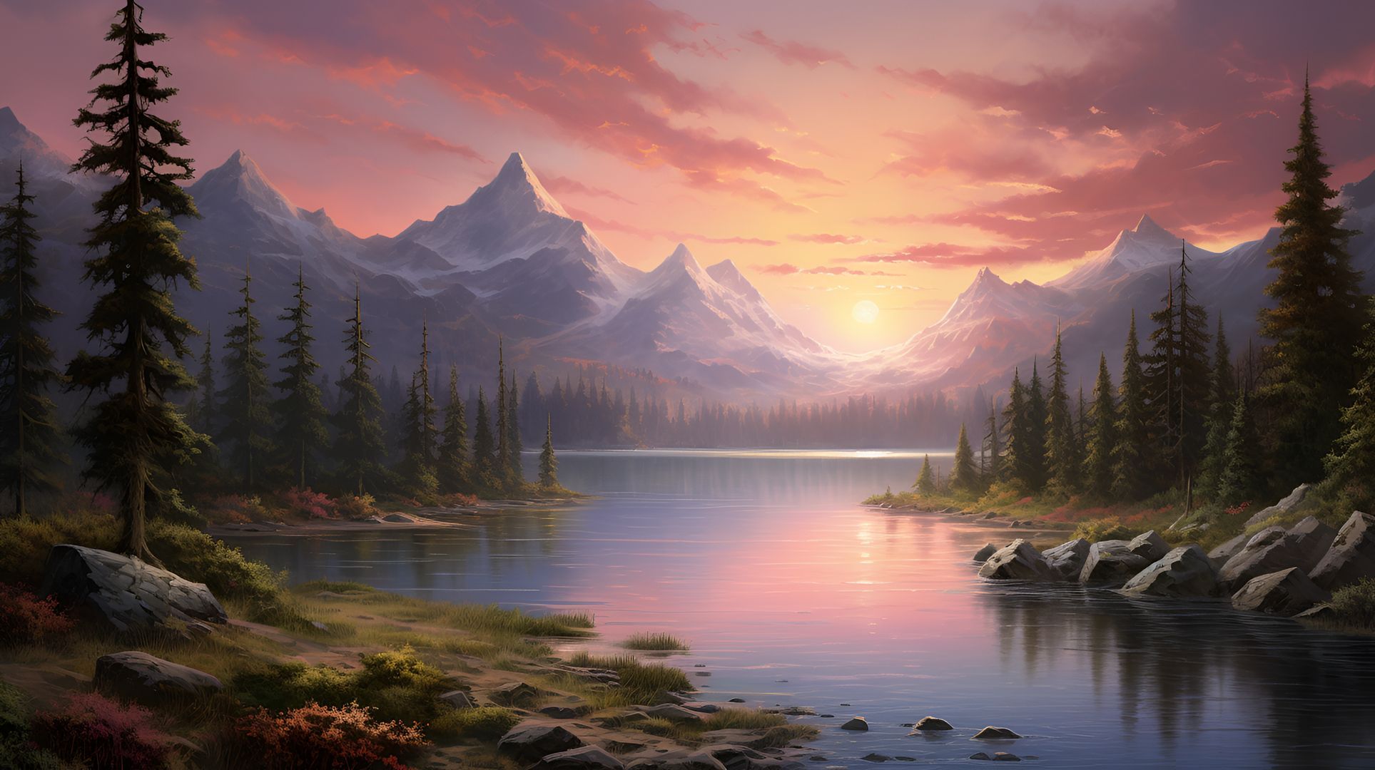 The Mountain Lake HD Digital Aesthetic Art Wallpaper, HD Artist 4K Wallpaper, Image and Background