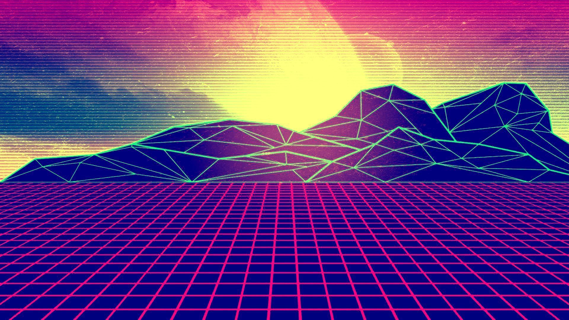 Is There A Name For This Aesthetic, Or For The Individual Elements (the Grid Landscape Low Poly Mountains City)? It's All Over The Place, And It Seems That The HIGH RES WALLPAPER People Have Polluted The