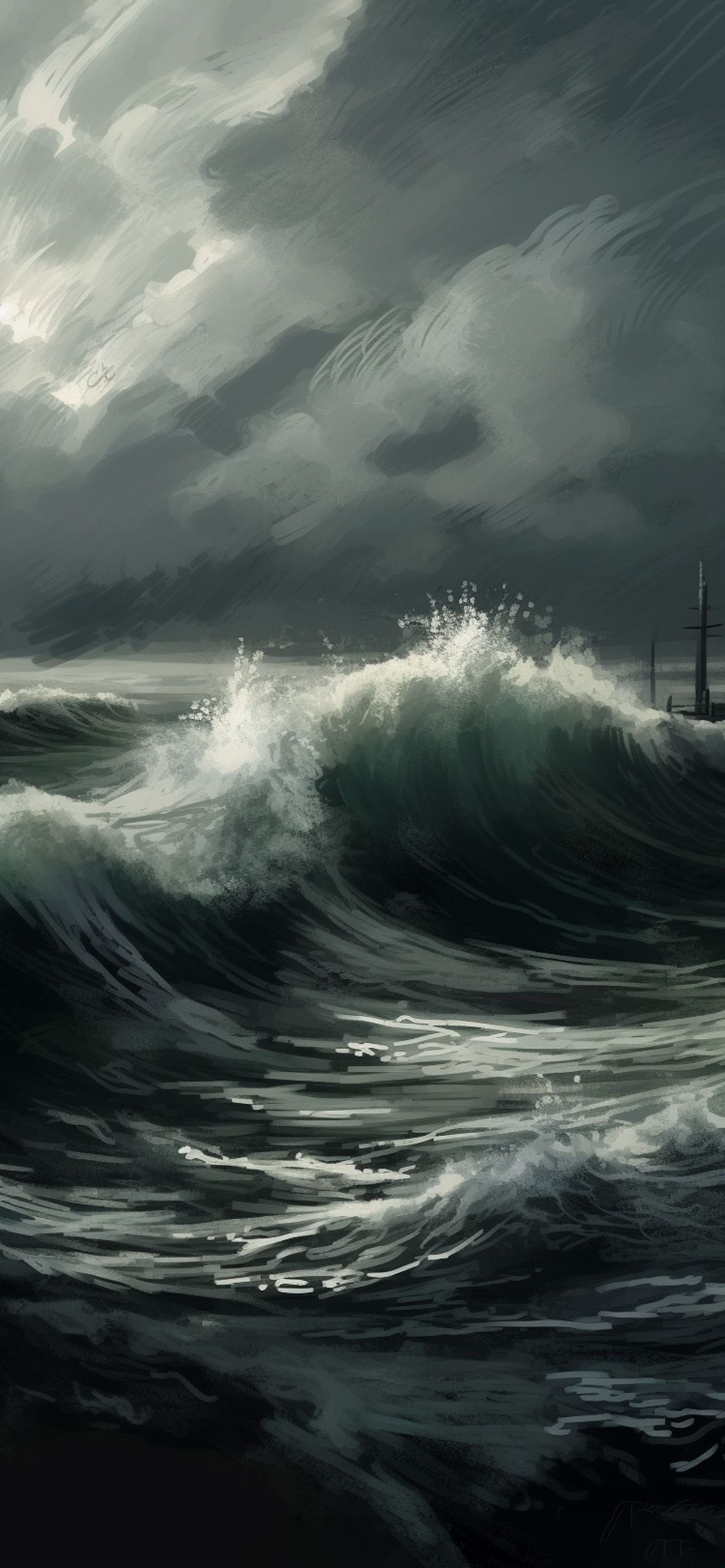 Storm on the Sea Art Wallpaper Storm Wallpaper for iPhone