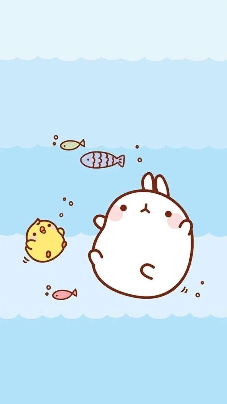 Download Molang And Piu Piu Swimming Wallpaper