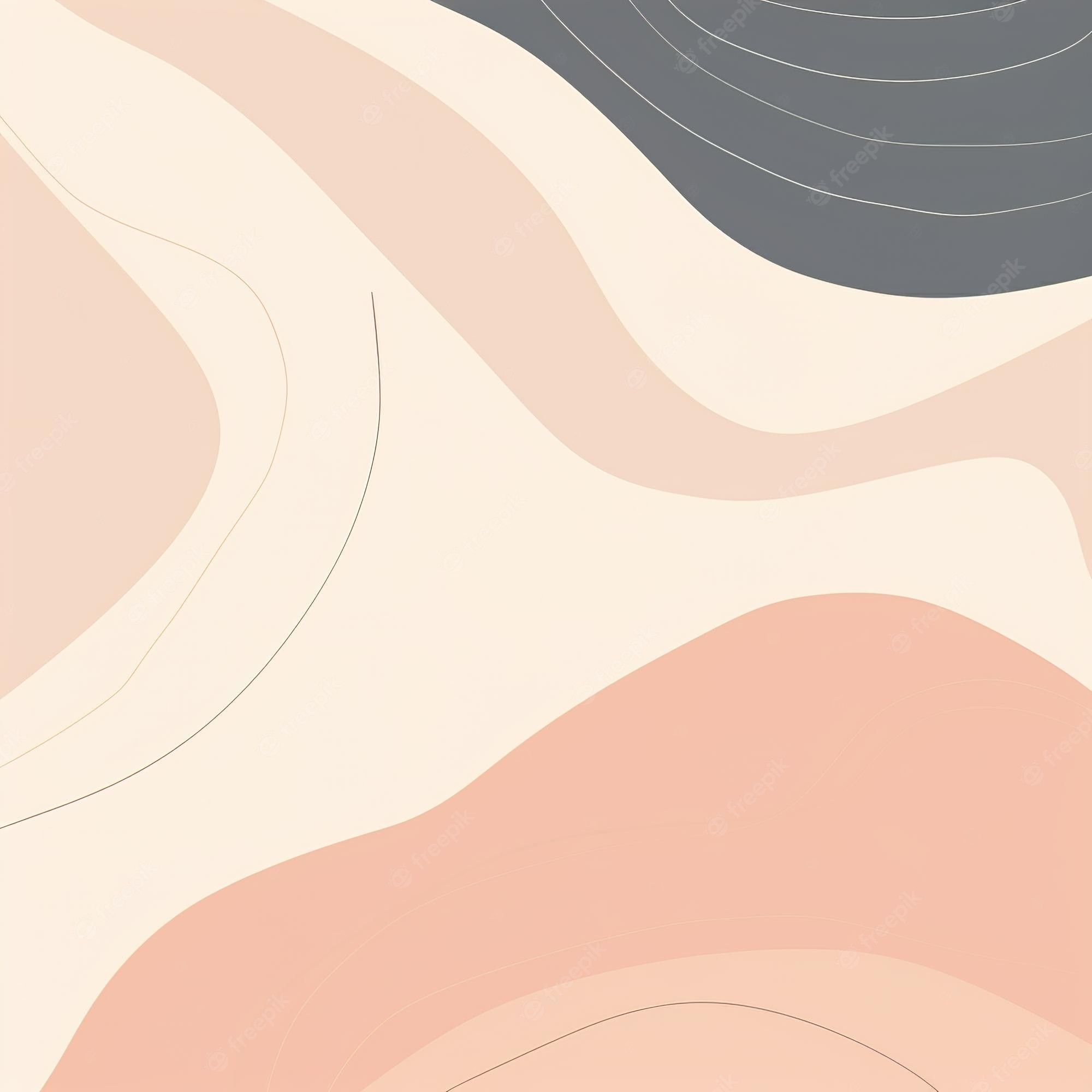 Abstract pastel minimalist wallpaper background with wavy lines. - Neutral