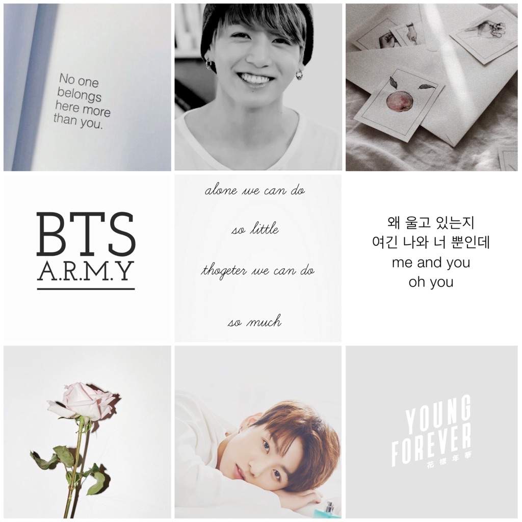 BTS Army Collage with photos of Jimin, a rose, and the words 