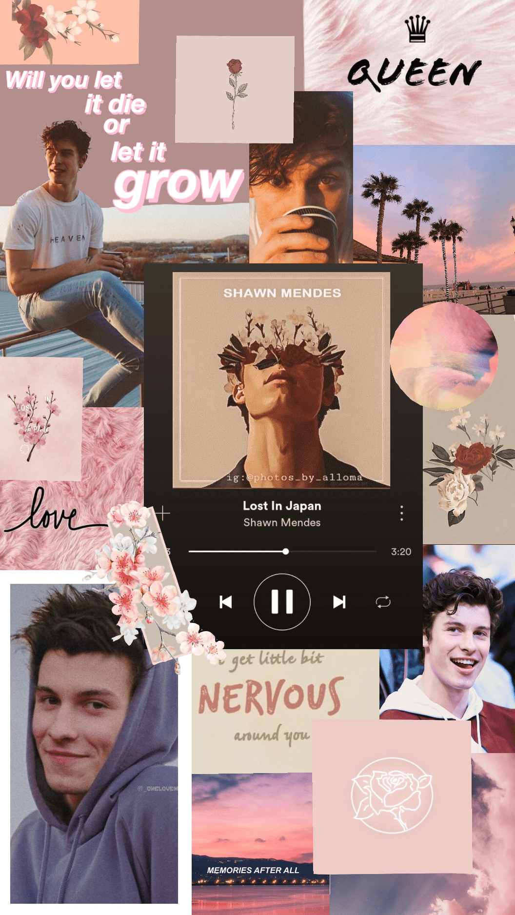 A collage of shawn mendes with a pink aesthetic - Shawn Mendes