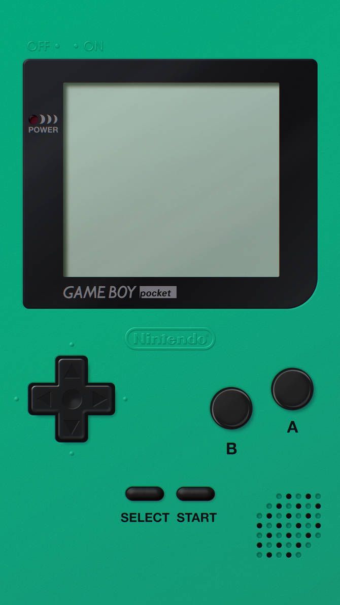 A green Gameboy with the words Game Boy Pocket on the screen - Nintendo, Game Boy