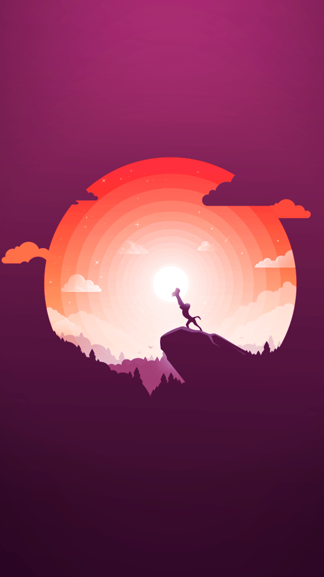 A deer standing on a cliff in front of a sunset - The Lion King