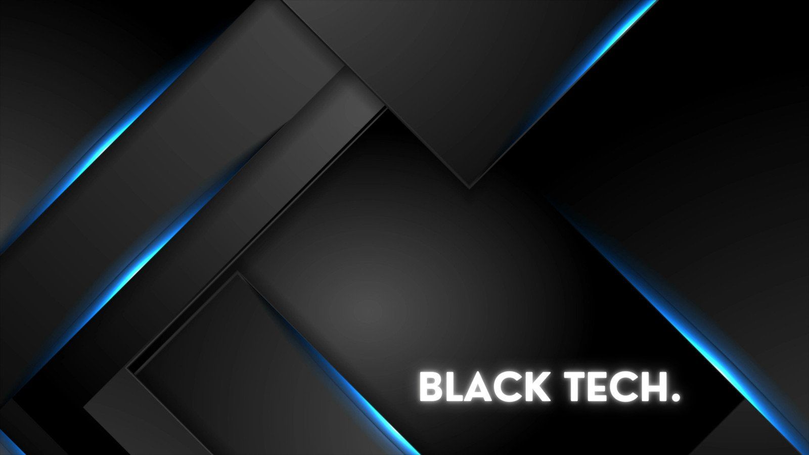 Black Tech wallpaper with blue glowing lines on a dark background - Technology