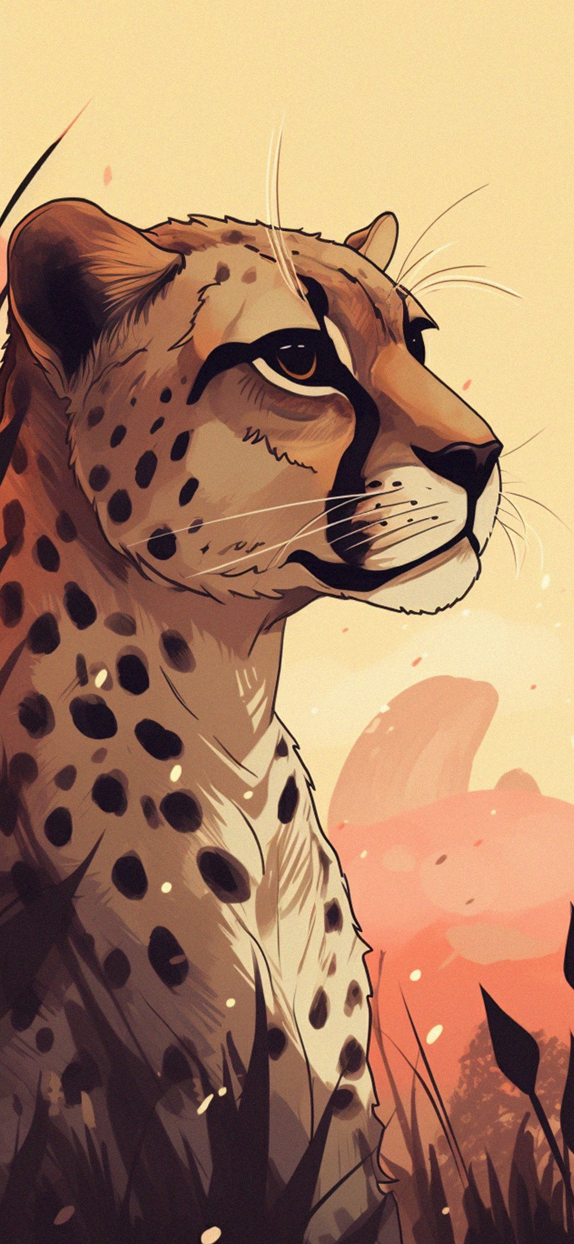 Cheetah painting on a sunset background - Leopard