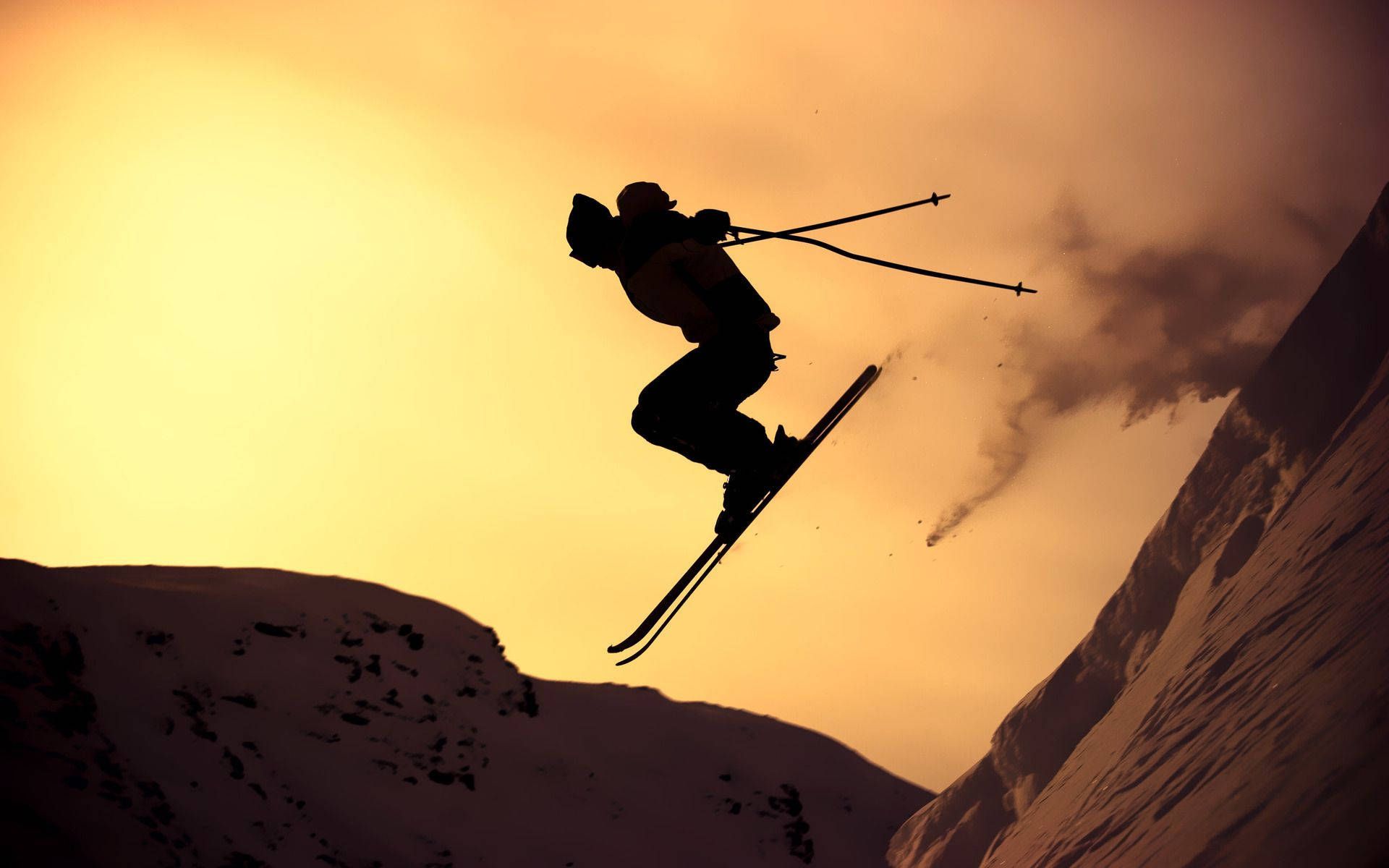 Download Winter Sports Silhouette Snow Skiing Wallpaper