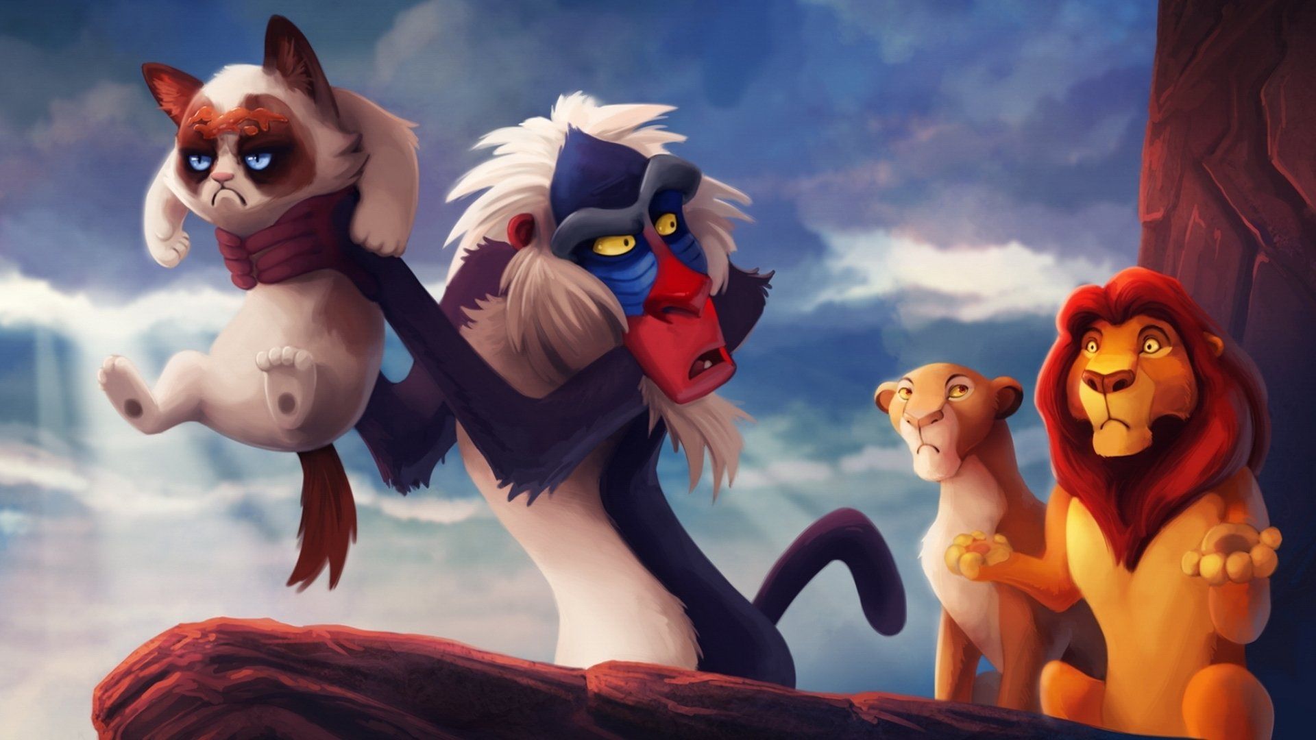 The lion king characters are shown in a cartoon - The Lion King