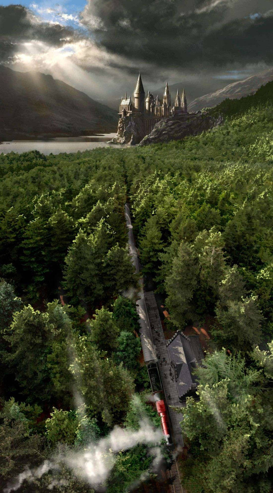Download Aesthetic Harry Potter Hogwarts Express Aerial Wallpaper