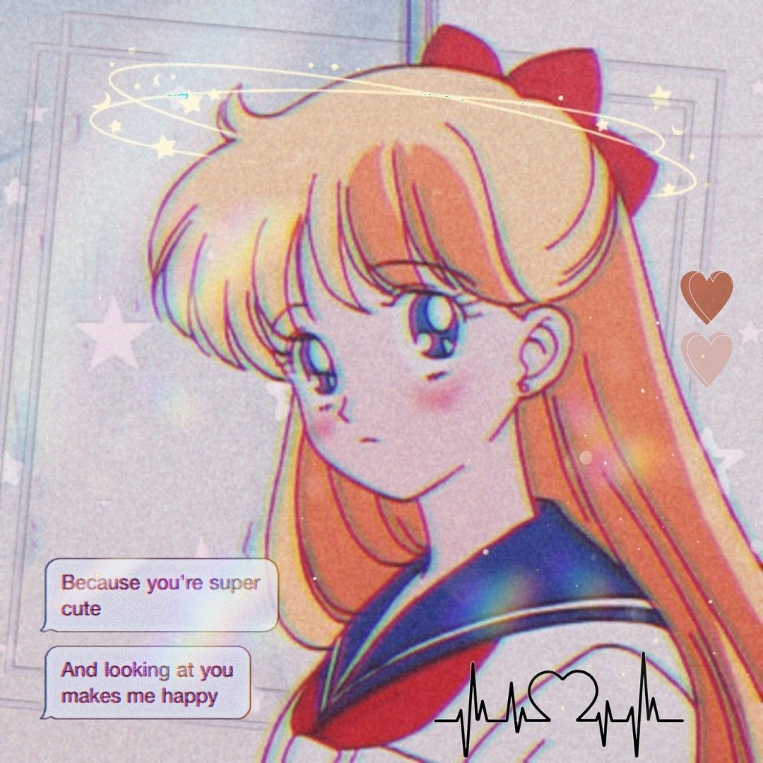 Aesthetic background of a Sailor Moon character with text that says 