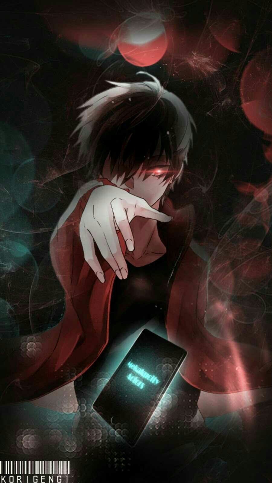 Aesthetic anime boy wallpaper with the boy in red holding a book - Dark anime