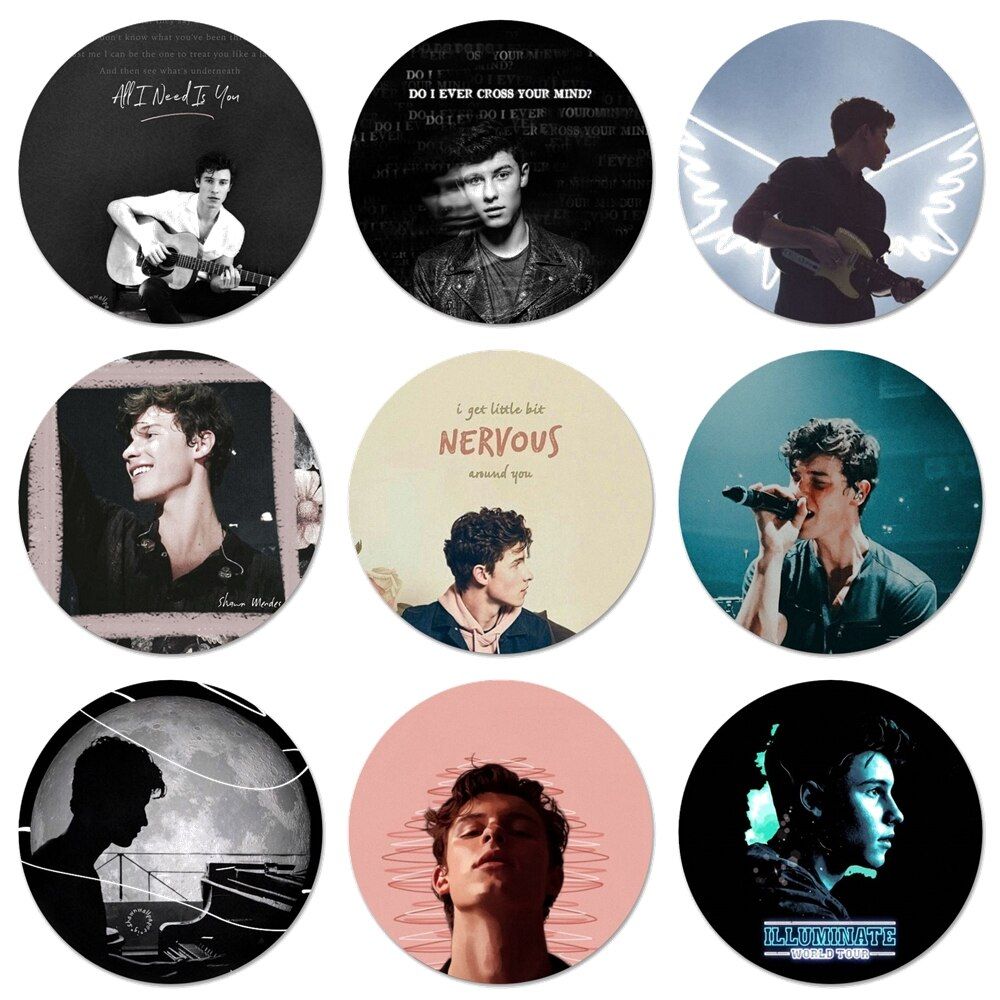 A collection of different pictures on the wall - Shawn Mendes