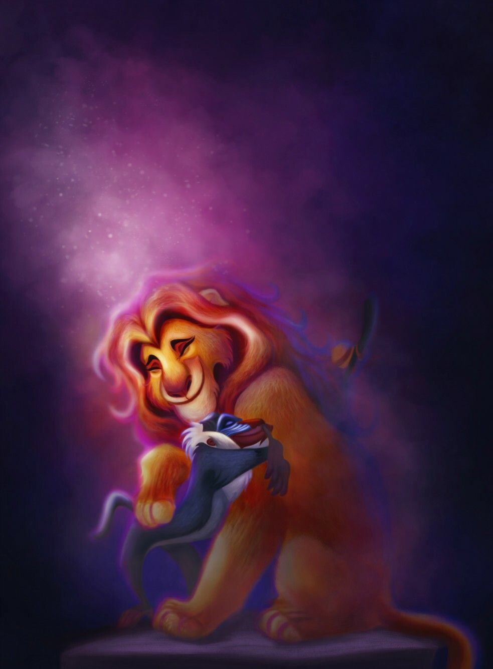 A fanart of Mufasa and his son, Simba, from the movie The Lion King. - The Lion King