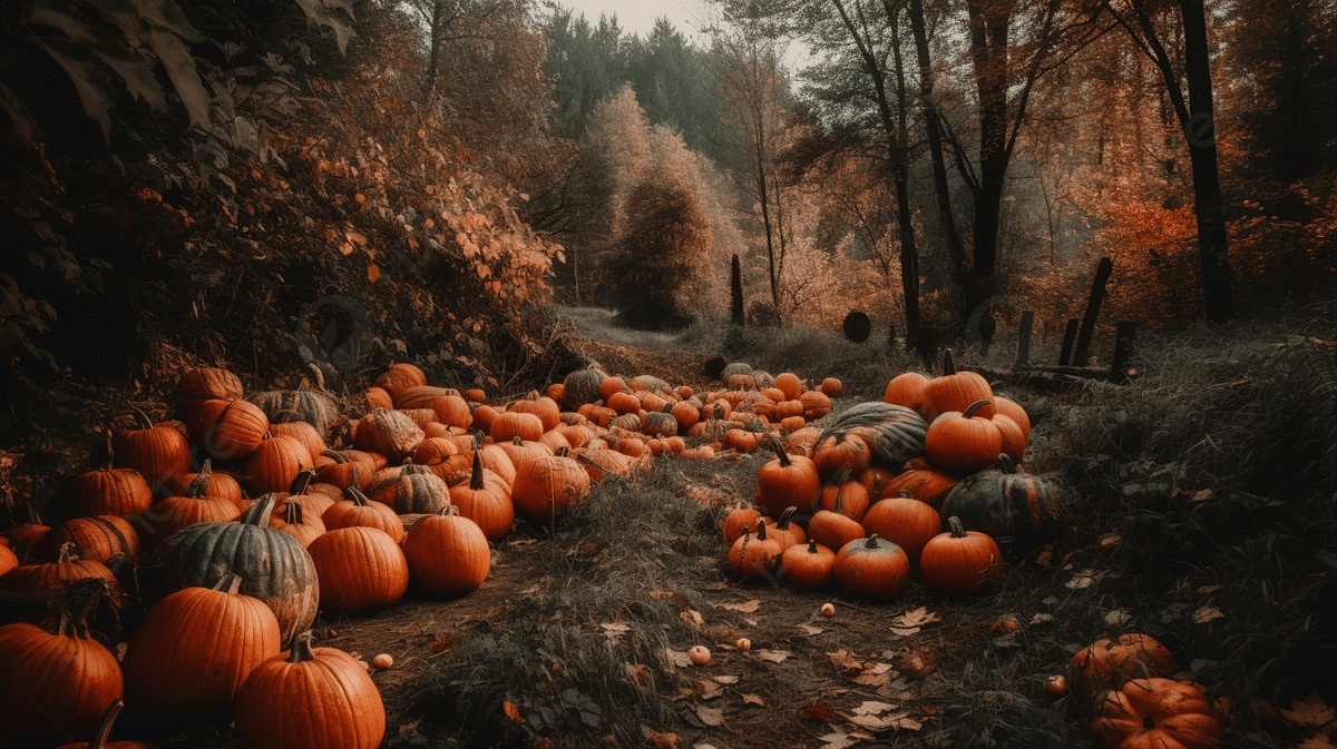 Several Pumpkins On A Forest Trail Background, Fall Picture Aesthetic Wallpaper Background Image And Wallpaper for Free Download