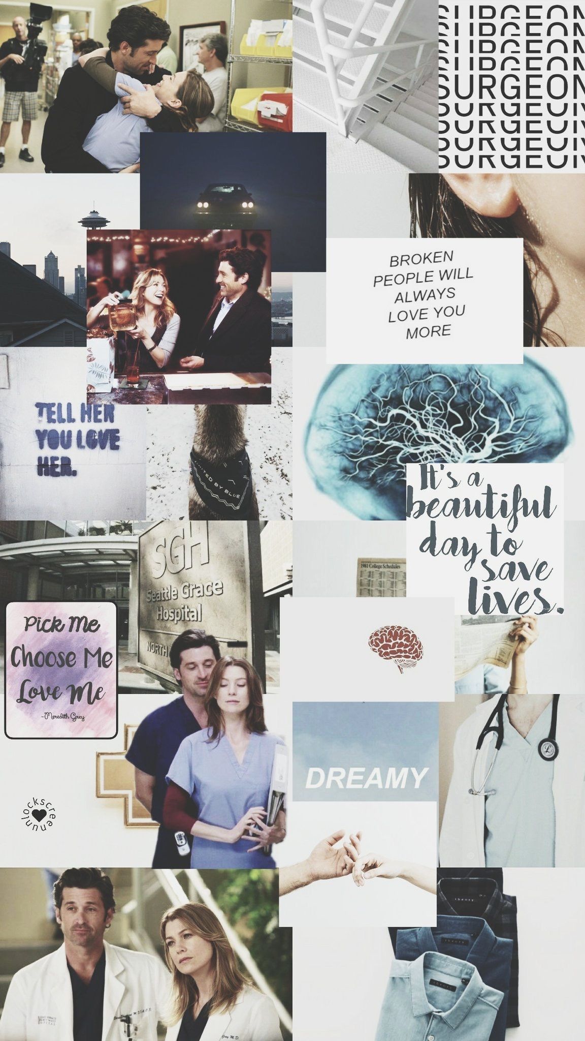 A collage of Grey's Anatomy characters and quotes - Grey's Anatomy