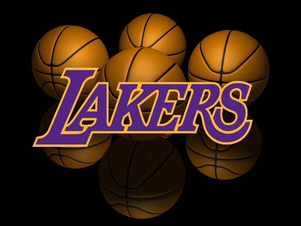The Lakers logo with basketballs in front of it - Los Angeles Lakers
