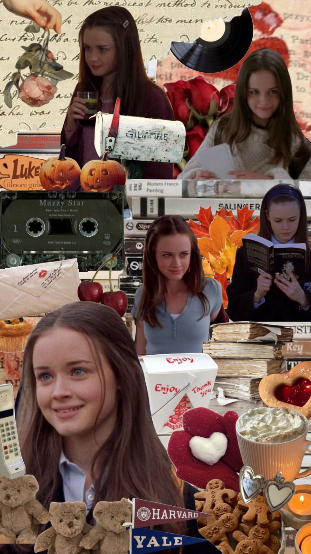 rory <3 #books #love #vintage # aesthetics #collage #aesthetic #moodboard #gilmoregirls #rorygilmore #starshollow #autumn #winter