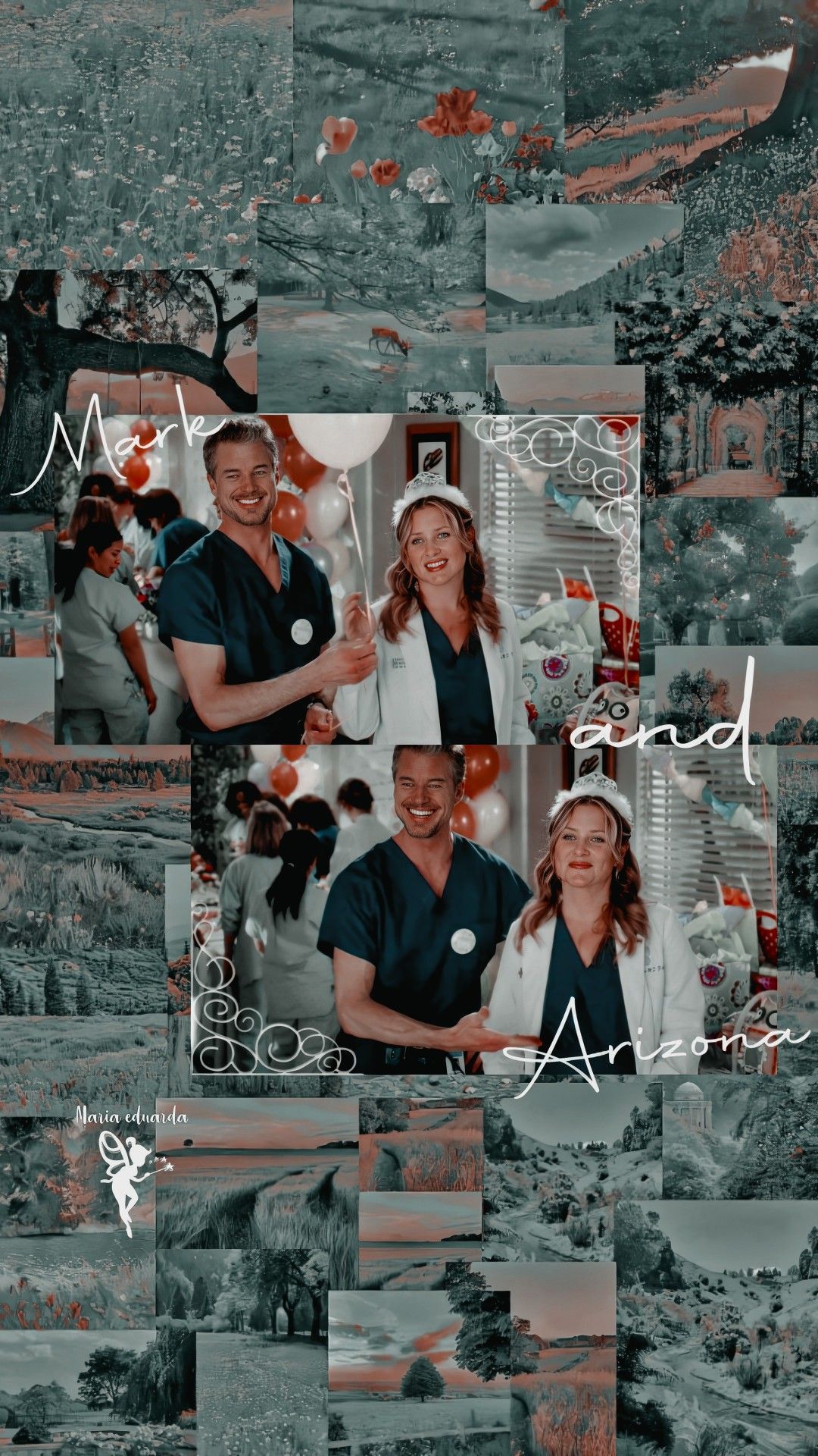 A collage of pictures with the word matt and amanda - Grey's Anatomy
