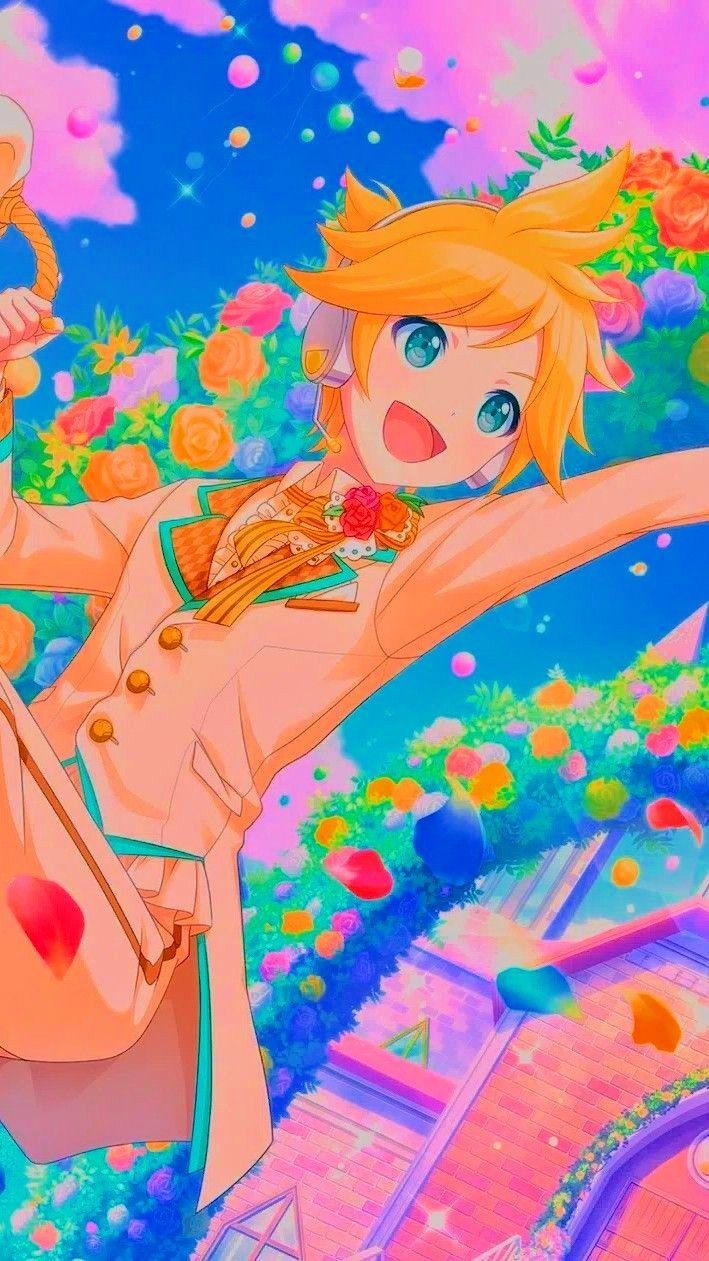Wallpaper Len Kagamine. Vocaloid, Vocaloid characters, Pink wallpaper anime