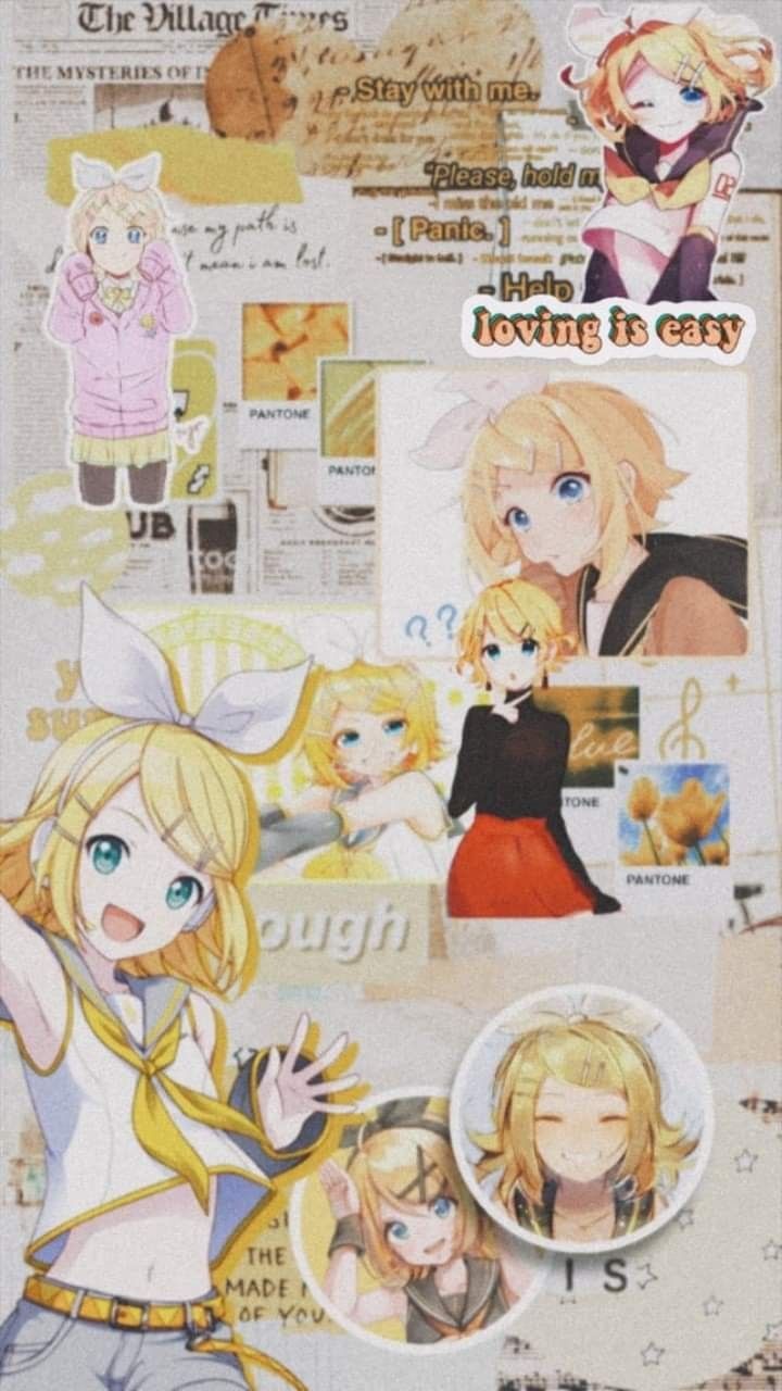 Aesthetic background of Rin and Len Kagamine from Vocaloid. - 
