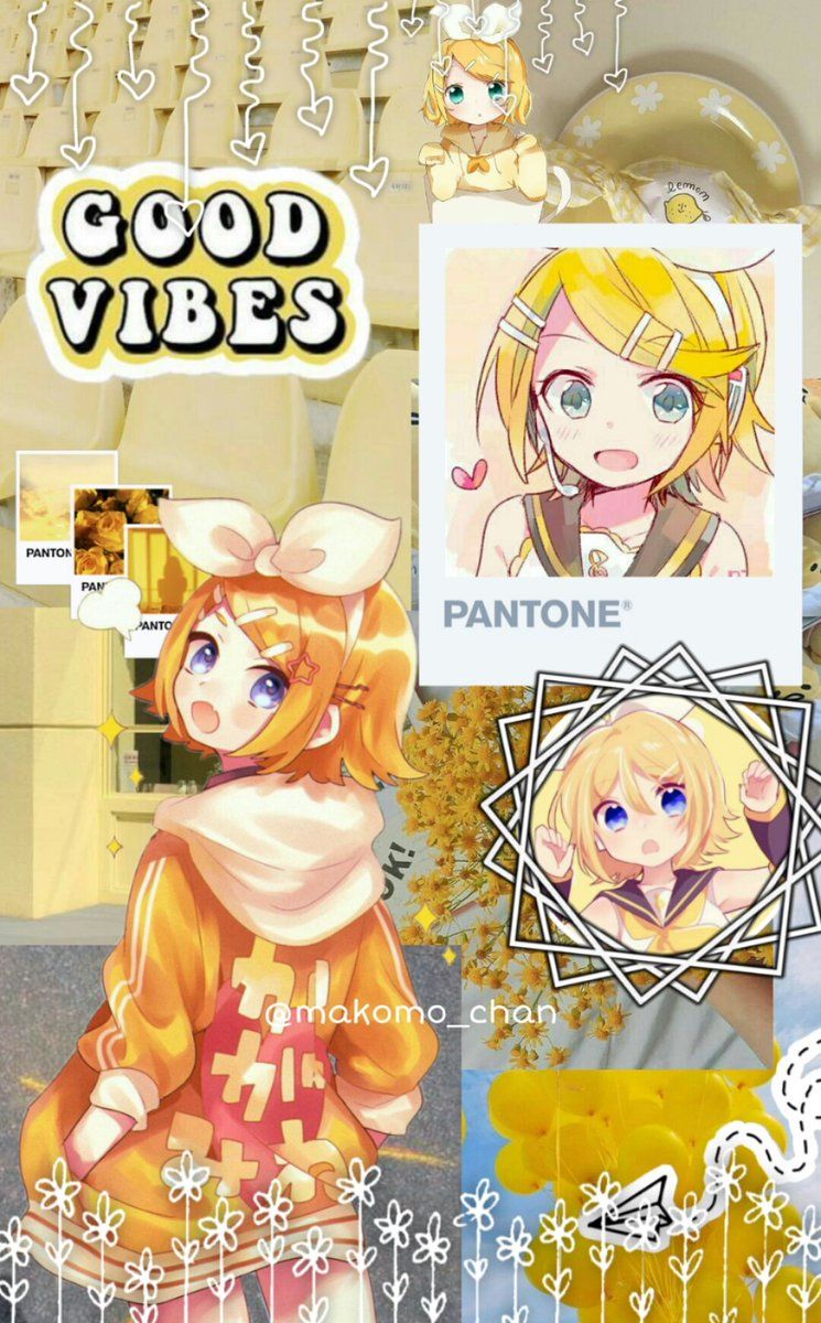Aesthetic background with Kagamine Rin and the words 