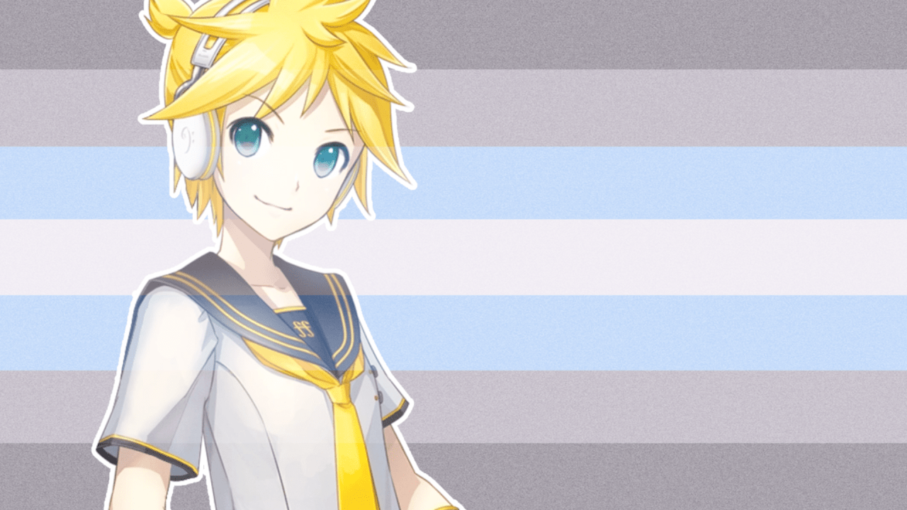 Rin Kagamine wallpaper with a striped background - 