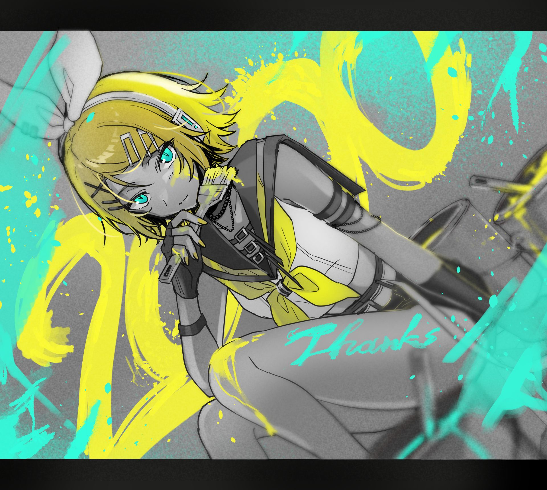 A digital art piece of Rin, a character from Vocaloid. - 