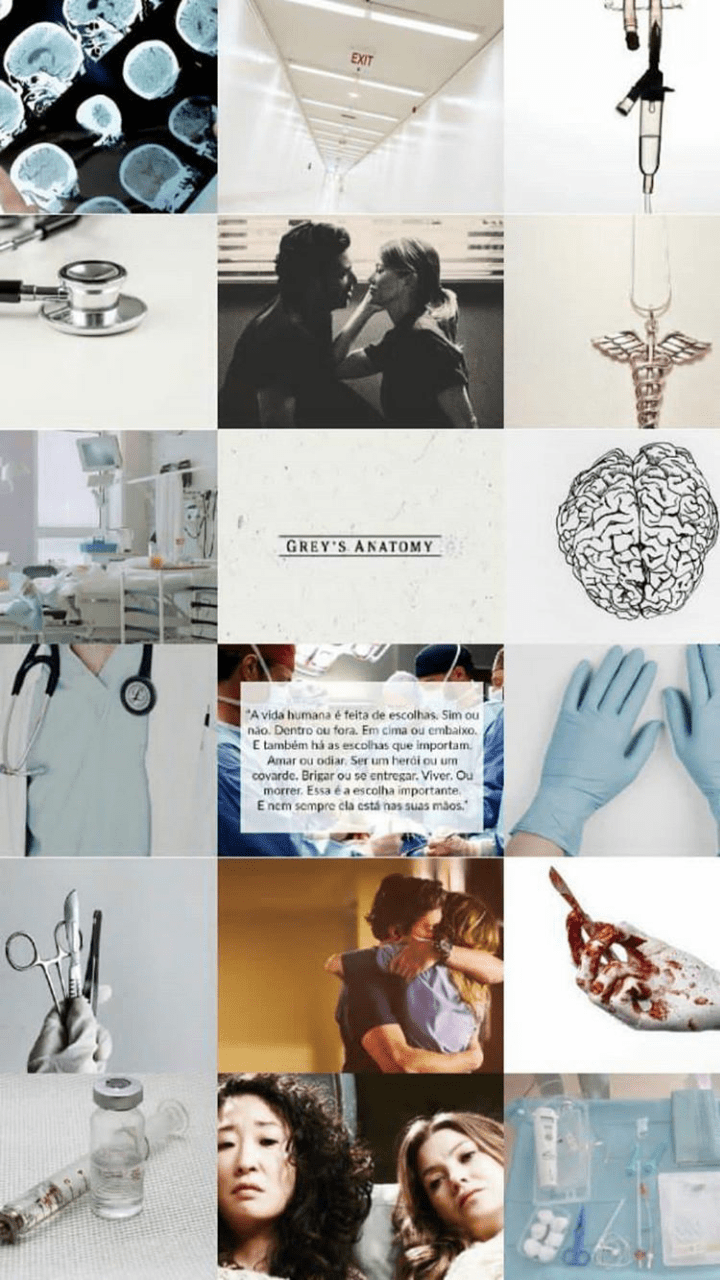 A collage of pictures with different medical items - Grey's Anatomy