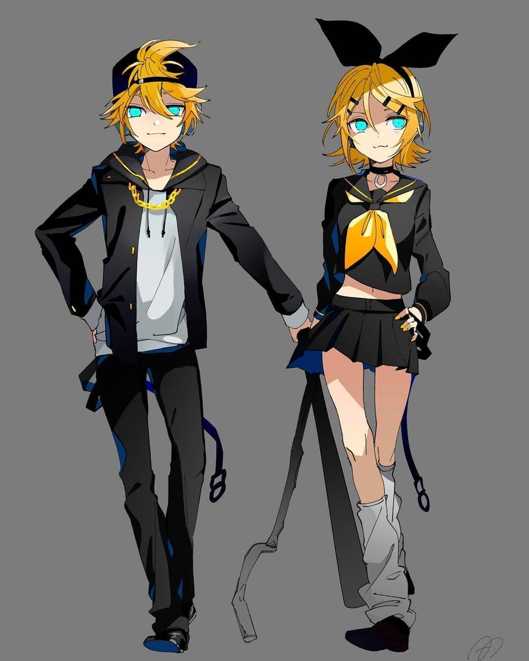 Rin and Len Kagamine, vocaloid. Rin is a male and Len is a female. - 