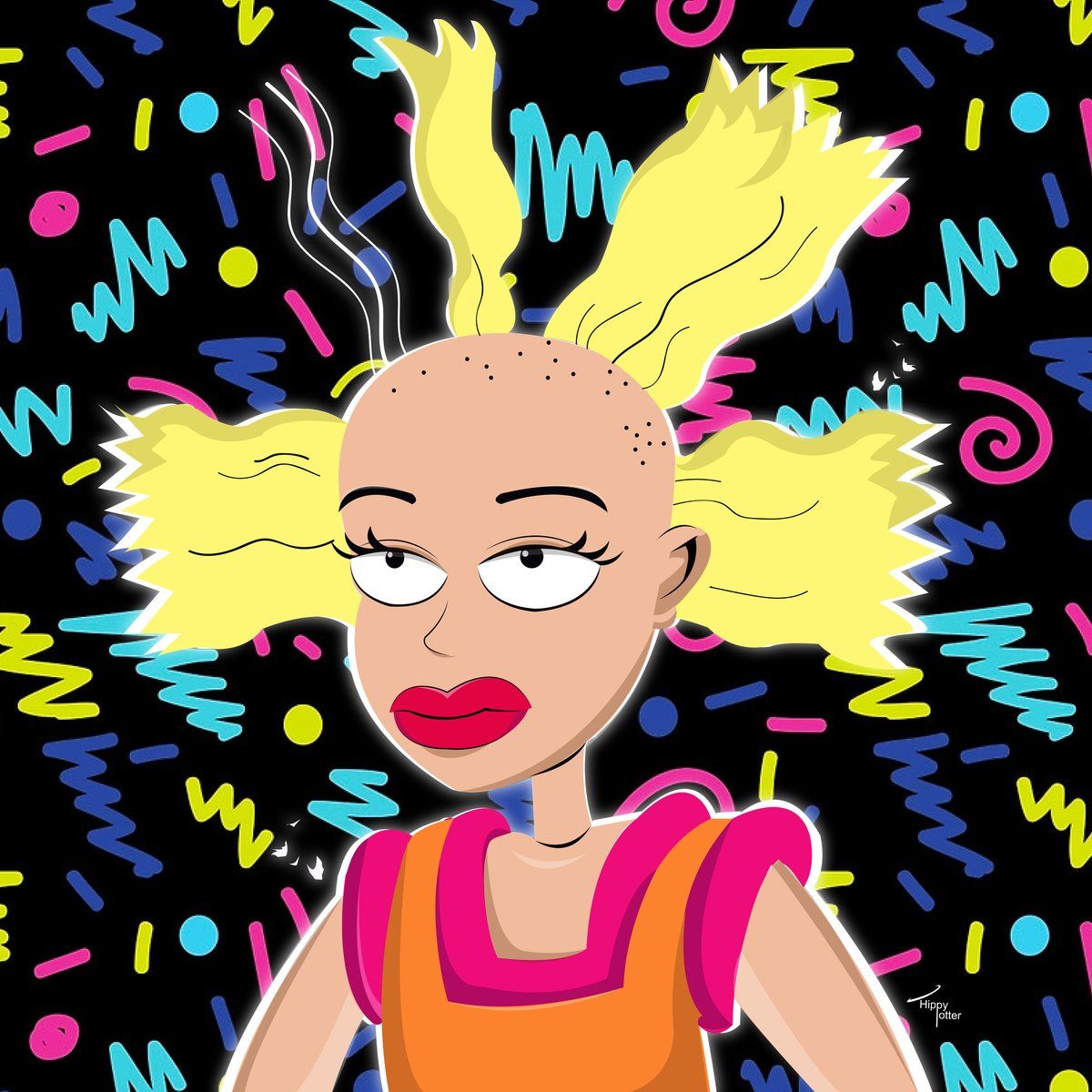 Hey Arnold! - Hey Arnold! is a 1990s animated television series produced by Nickelodeon. The show follows the life of a young boy named Arnold, who lives with his grandparents in the fictional town of Hillwood. The show is known for its positive messages and its portrayal of diverse characters. In this portrait, I wanted to capture the 90s vibe of the show and highlight Arnold's bright and cheerful personality. - Rugrats