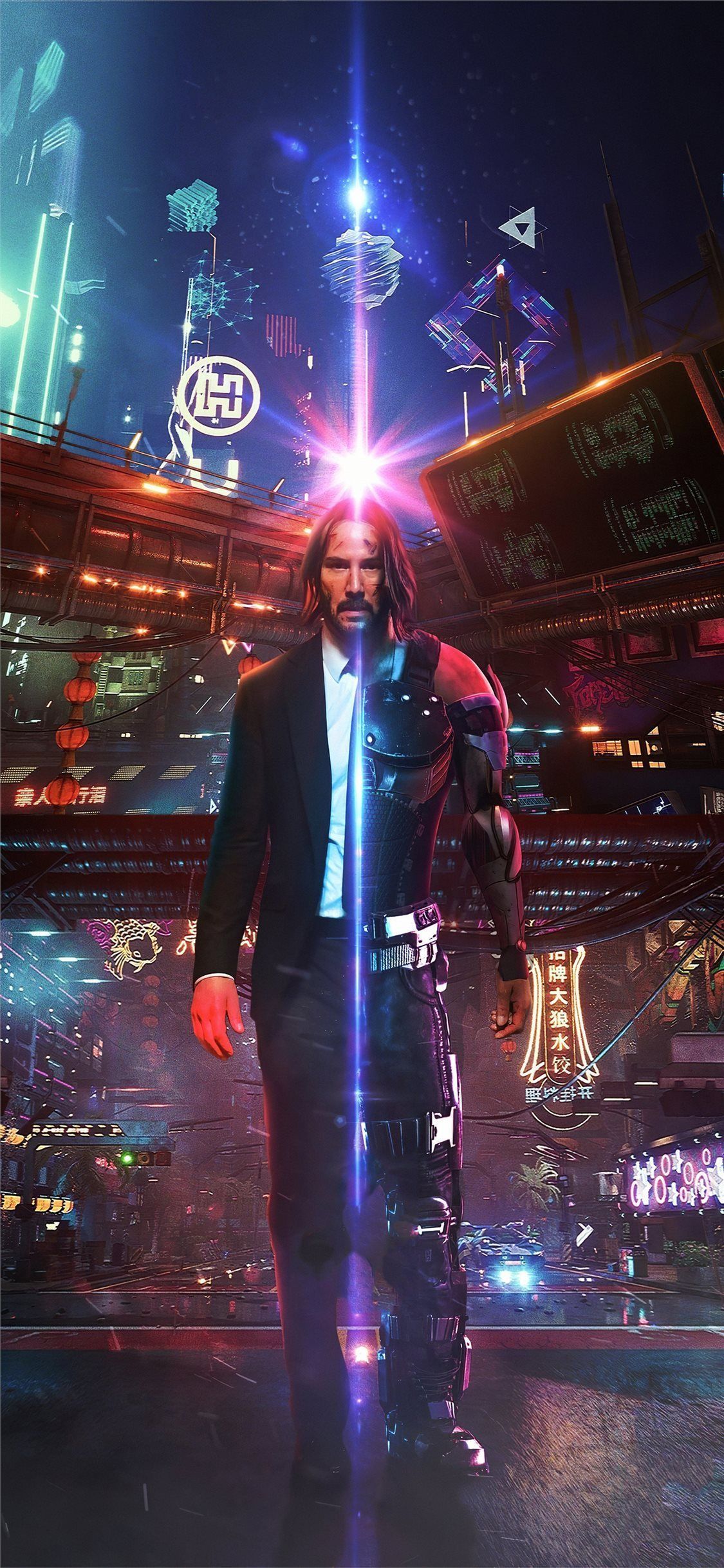 Cyberpunk 2077 Keanu Reeves as John Wick with a sword - John Wick