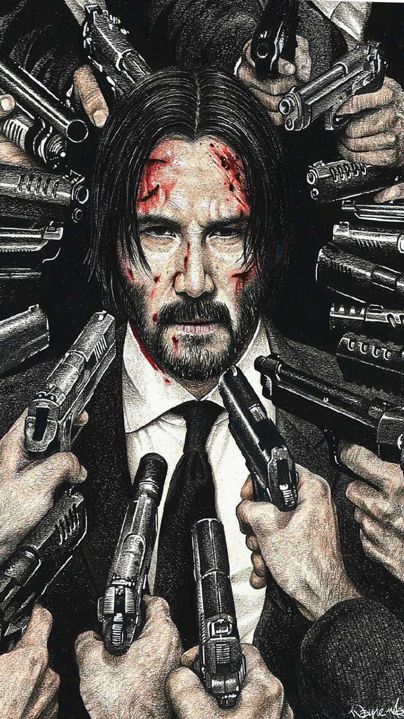 John Wick, gun, movie, car, dark, black dog, hero, dog, HD phone wallpaper - John Wick