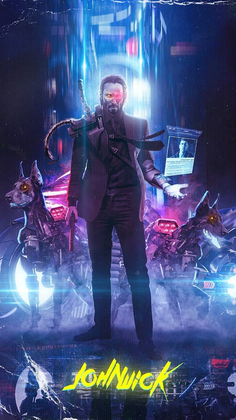 Download John Wick Cyberpunk iPhone X Wallpaper