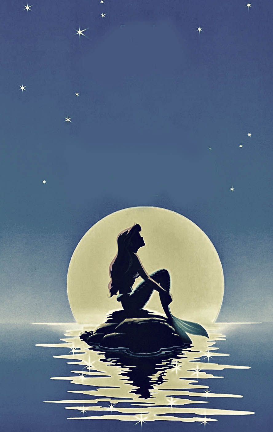 A mermaid sitting on top of the moon - Ariel, mermaid