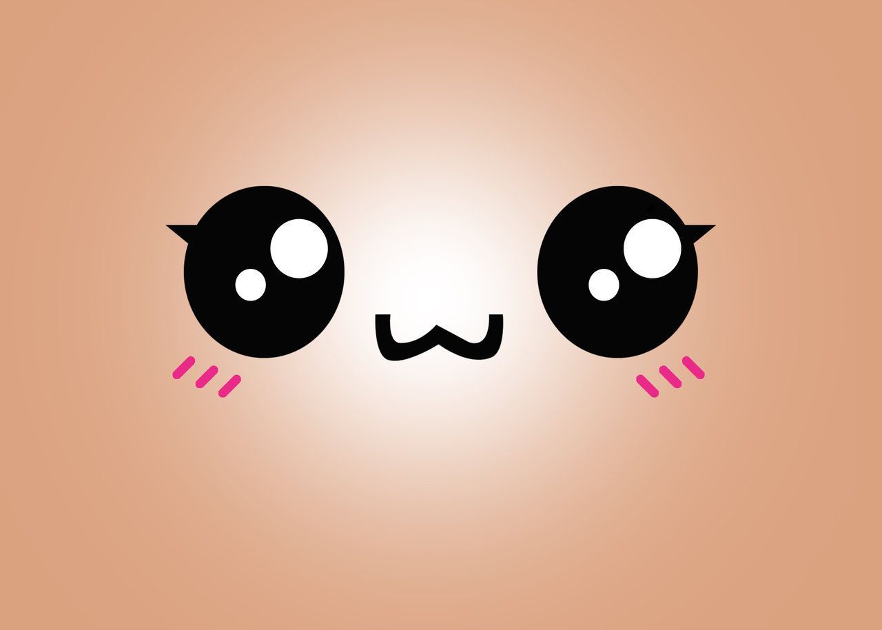 A cute wallpaper of a kawaii face with big eyes and a cute smile. - OwO